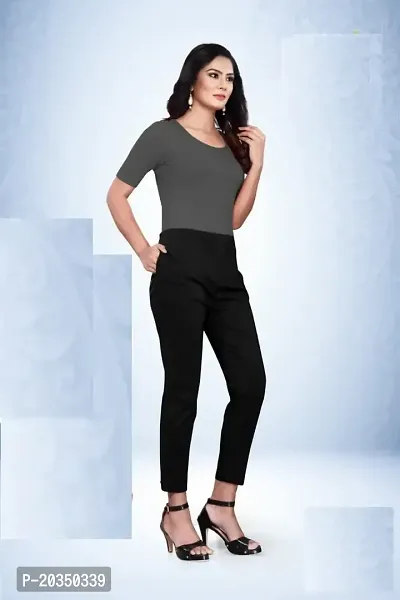 Aarshi Fashions Women's Stretchable Spandex Full Length Pants (Black)-thumb2