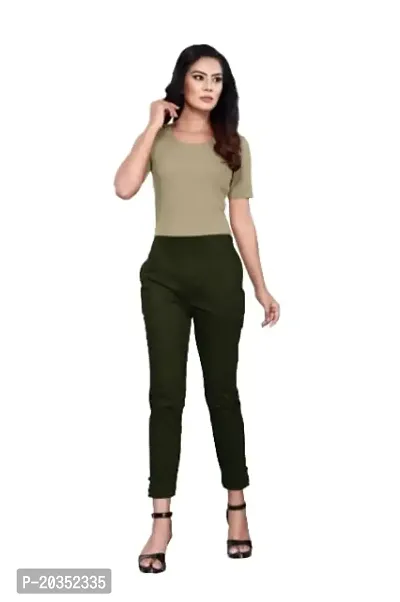 Aarshi Fashions Women's Stretchable Spandex Full Length Pants (Green)