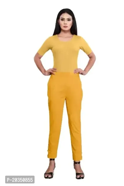 Aarshi Fashions Women's Stretchable Spandex Full Length Pants (Yellow)