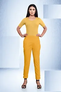 Aarshi Fashions Women's Stretchable Spandex Full Length Pants (Yellow)-thumb1