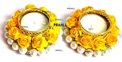 PRAHLL Metal Artificial Rose Flowers Tealight/tealight Candle With Holder, Pack of 2-thumb2