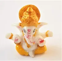 PRAHLL Acrylic And Fibre Ganesha Chowki, 3.2 Inch Stand with Ganesha (2.1 Inch), Standard , Orange-thumb2