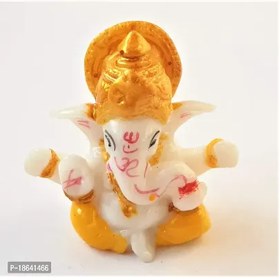 PRAHLL Acrylic And Fibre Ganesha Chowki, 3.2 Inch Stand with Ganesha (2.1 Inch), Standard , Orange-thumb3