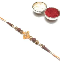 Designer Handmade Rakhi for Brother/Bhaiya Rakhi/Bhai Rakhi for Rakshabandhan with Tilak Sets (ORANGE)-thumb2