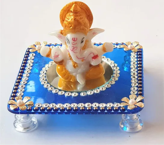 PRAHLL Acrylic And Fibre Acrylic Ganesh Bajot/chowki/table/stand For Puja Mandir