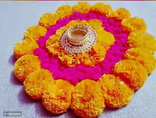 Reusable Artificial Flower Rangoli (Multicolour, 8 Inch Dia)