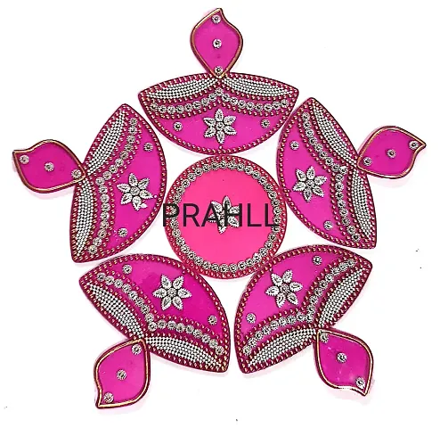 PRAHLL Acrylic Rangoli Diya Shape Reusable for Floor and Wall Decoration for Diwali and Puja Functions Diwali Diya Rangoli(8 inch Diameter)