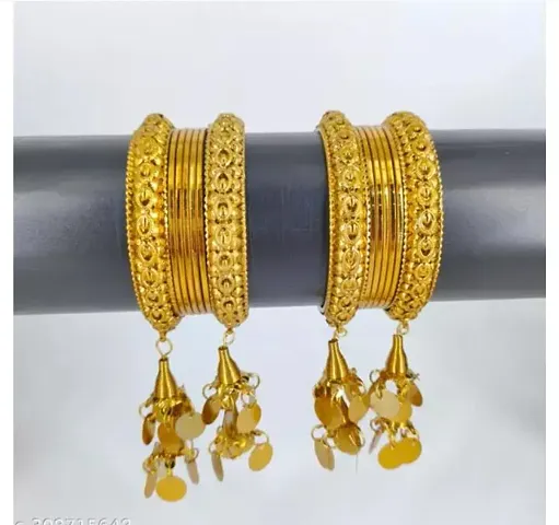 Alliance Fancy Plated Jhumka Coin Style Bangles Set 14 Bangle For Women