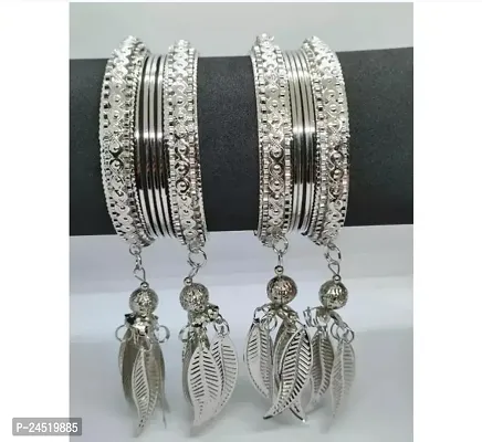 Elegant  Silver Plated  Bangle For Women Pack Of 4-thumb0