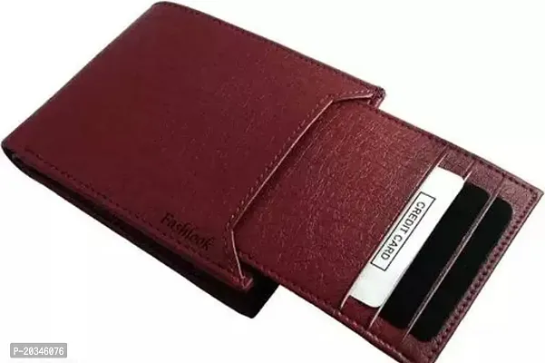 Designer Brown Leather Solid Two Fold Wallet For Men