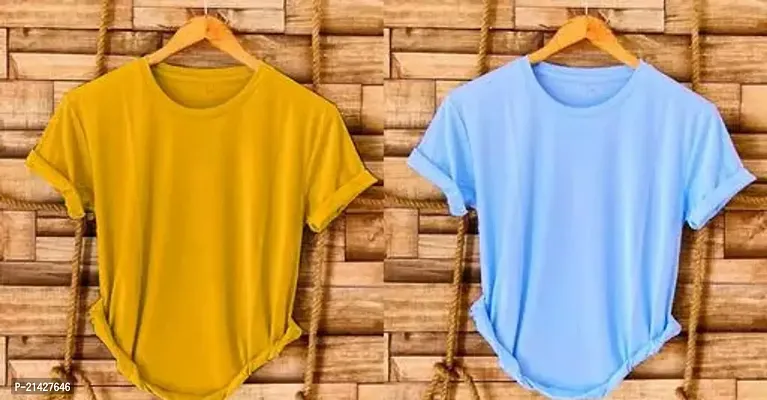 Stylish Multicoloured Cotton Tees For Men, Pack Of 2