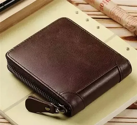 Stylish PU Self Design Zipper Wallets For Men