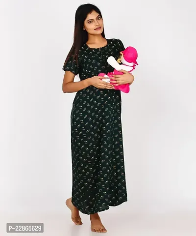 Classic Cotton Printed Maternity Night Gowns for Women-thumb0