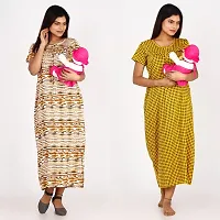 Classic Cotton Printed Maternity Night Gowns for Women, Pack of 2-thumb1