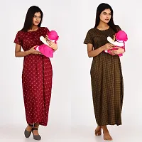 Classic Cotton Printed Maternity Night Gowns for Women, Pack of 2-thumb1