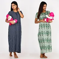 Classic Cotton Printed Maternity Nighty Gown for Women, Pack of 2-thumb4