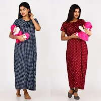 Classic Cotton Printed Maternity Nighty Gown for Women, Pack of 2-thumb1