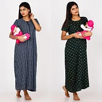 Classic Cotton Printed Maternity Nighty Gown for Women, Pack of 2-thumb3