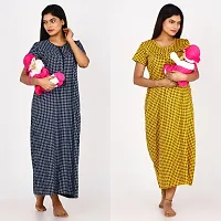 Classic Cotton Printed Maternity Nighty Gown for Women, Pack of 2-thumb1