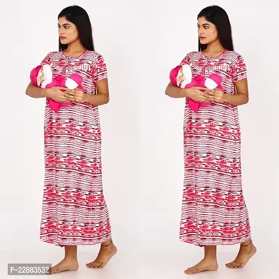 Classic Cotton Printed Maternity Nighty Gowns for Women, Pack of 2-thumb0