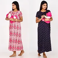 Classic Cotton Printed Maternity Nighty Gowns for Women, Pack of 2-thumb2