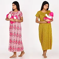 Classic Cotton Printed Maternity Nighty Gowns for Women, Pack of 2-thumb1