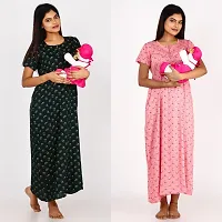 Classic Cotton Printed Maternity Nighty Gowns for Women, Pack of 2-thumb4