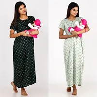 Classic Cotton Printed Maternity Nighty Gowns for Women, Pack of 2-thumb1
