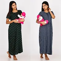 Classic Cotton Printed Maternity Nighty Gowns for Women, Pack of 2-thumb2