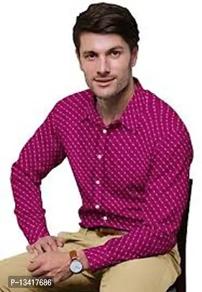 Reliable Magenta Cotton Printed Long Sleeves Casual Shirts For Men