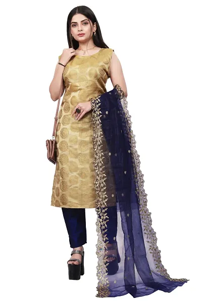 Elegant Jacquard Art Silk Kurta with Pant And Dupatta Set For Women