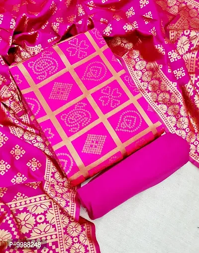 Fancy Banarasi Silk Unstitched  Suit With Duppata