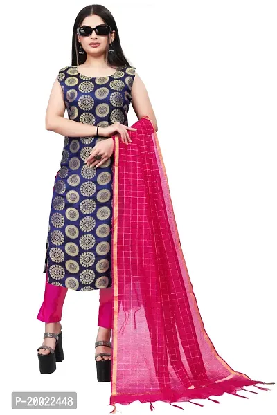 Womens Woven Design Kurta Pant With Dupatta Set-thumb0