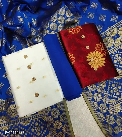 Elegant Banarasi Silk Dress Material With Dupatta Combo