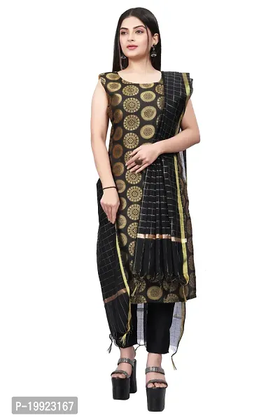 Elegant Black Jacquard Art Silk Kurta with Pant And Dupatta Set For Women