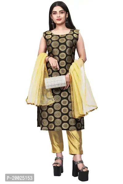 Womens Woven Design Kurta Pant With Dupatta Set-thumb0