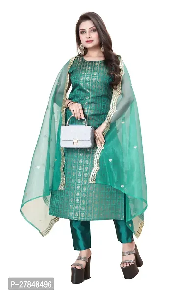 Designer Silk Unstitched Dress Material Top With Bottom Wear And Dupatta Set for Women-thumb0