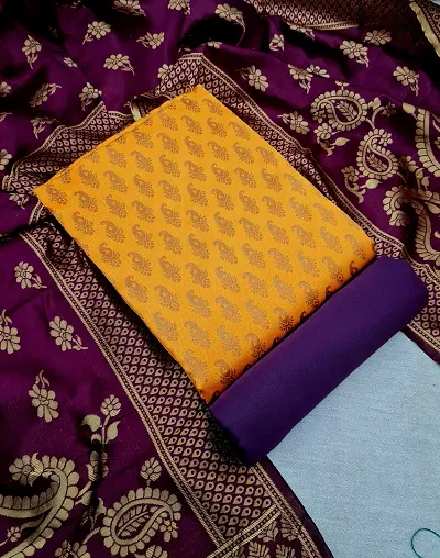 Fancy Banarasi Silk Unstitched Suit With Duppata