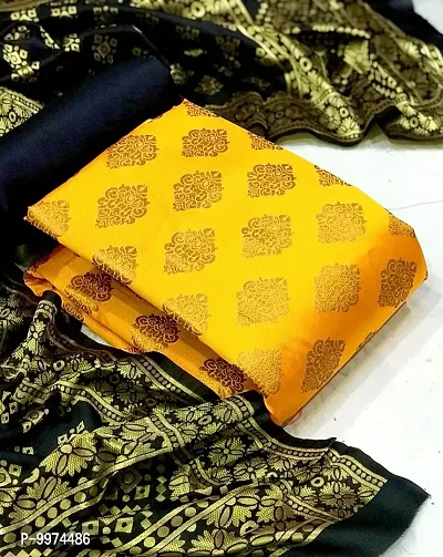 Fancy Banarasi Silk Unstitched  Suit With Duppata-thumb0