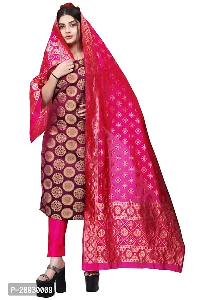 Womens Woven Design Kurta Pant With Dupatta Set