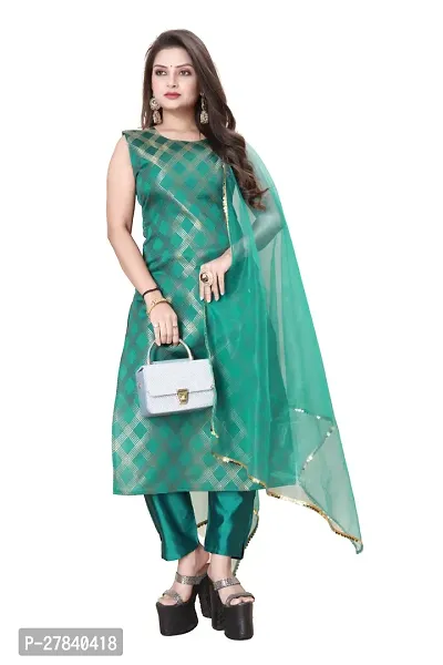 Designer Silk Unstitched Dress Material Top With Bottom Wear And Dupatta Set for Women-thumb0