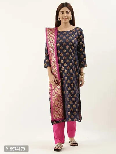 Fancy Banarasi Silk Unstitched  Suit With Duppata-thumb0