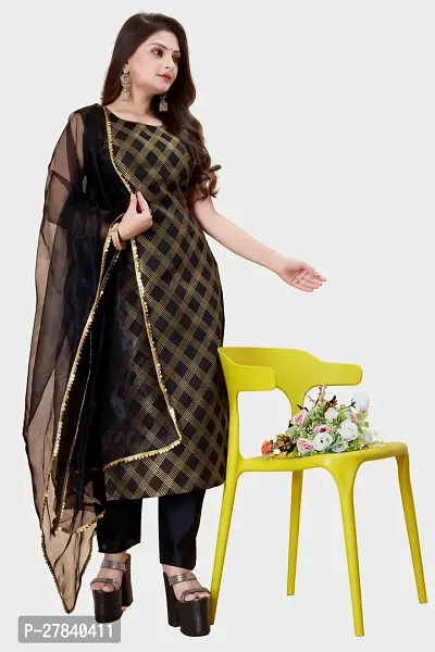 Designer Silk Unstitched Dress Material Top With Bottom Wear And Dupatta Set for Women-thumb0