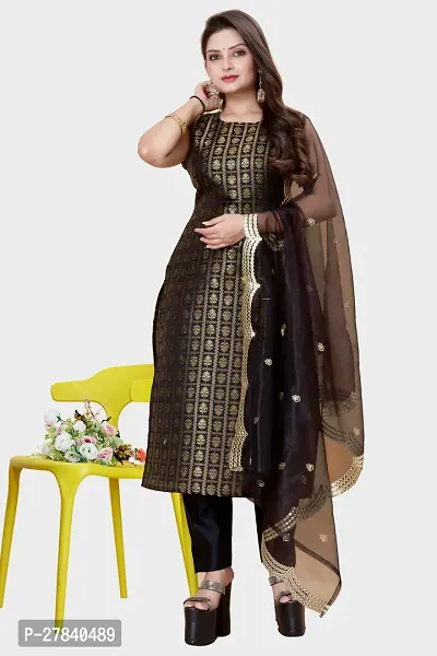 Designer Silk Unstitched Dress Material Top With Bottom Wear And Dupatta Set for Women-thumb0