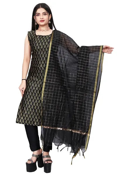 Womens Woven Design Kurta Pant With Dupatta Set