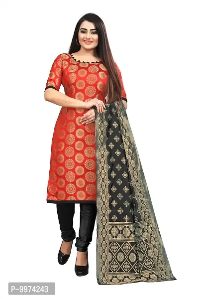 Fancy Banarasi Silk Unstitched  Suit With Duppata-thumb0