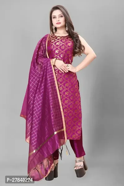 Designer Silk Unstitched Dress Material Top With Bottom Wear And Dupatta Set for Women