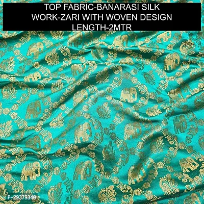 Elegant Green Banarasi Silk Brocade Dress Material without Dupatta For Women-thumb2