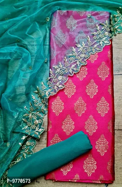 Fancy Design Jacquard Pink Salwar Suit With Dupatta For Women-thumb0