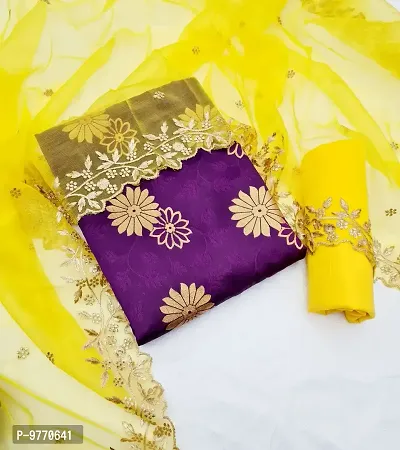 Fancy Design Jacquard Purple Salwar Suit With Dupatta For Women